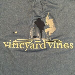 Vineyard Vines baseball blue dri fit shirt sleeve tee
